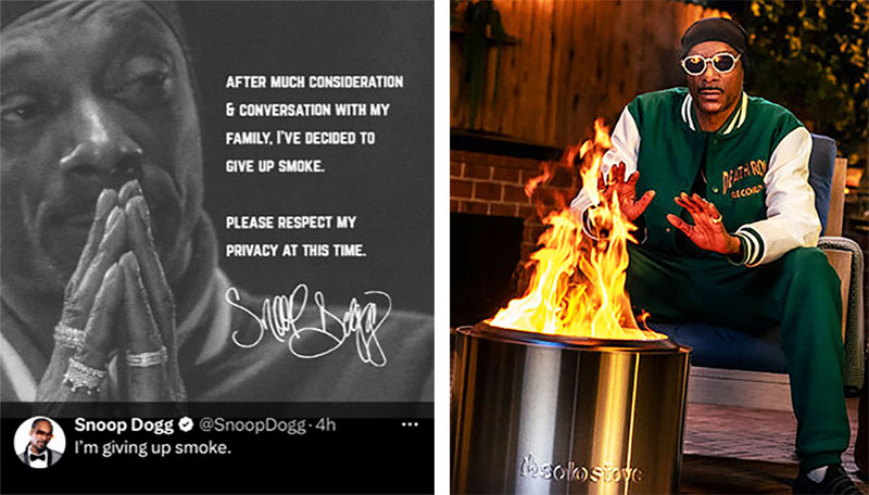Snoop Dogg announces smokeless fire pit collab amid 'giving up smoke